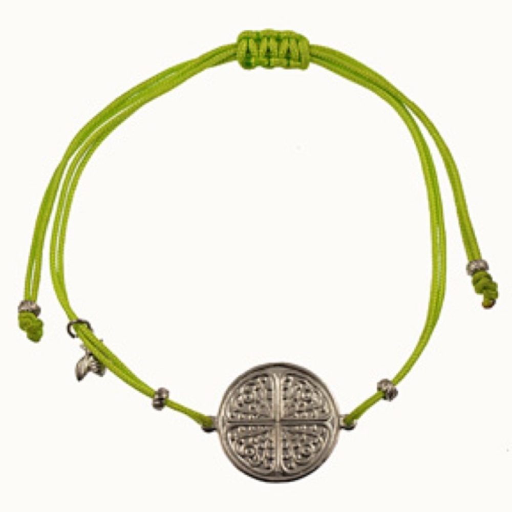 New neon like green silver Charm String Bracelet